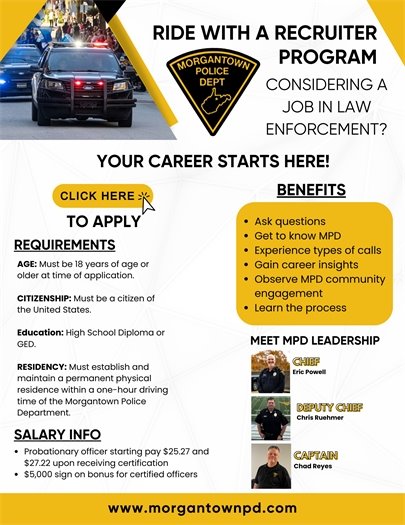 Morgantown Police Department Launches "Ride with a Recruiter" Program